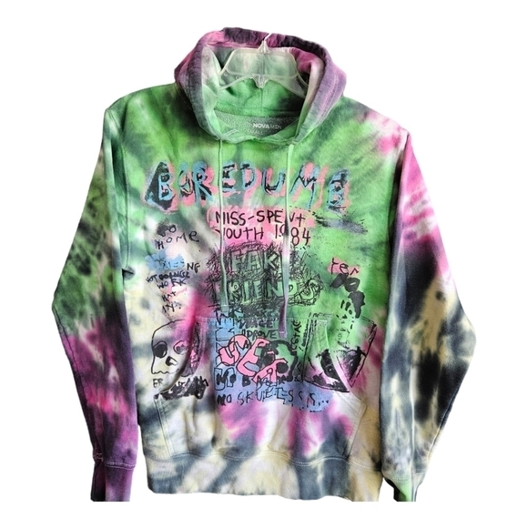 FASHION NOVA Thrashed Graphic Hoodie Sz Small Grunge Skater - Picture 1 of 6